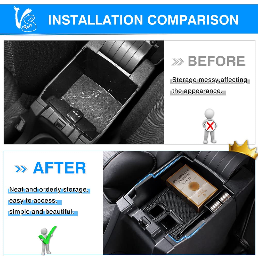 Compatible with Center Console Organizer Toyota Corolla 2019-2026/ Corolla Cross 2022-2026 Accessories Middle Console Tray Car Armrest Storage Box Container with Non-Slip Silicone Mats
