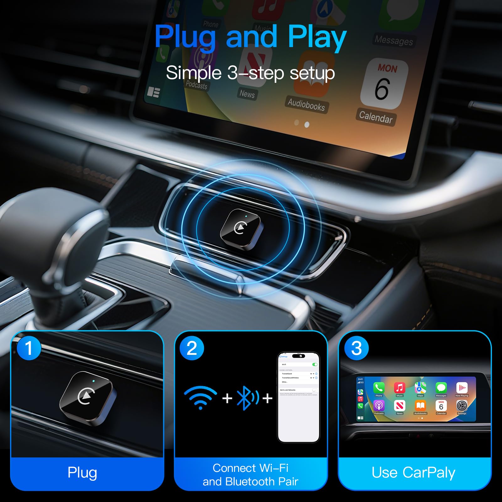 2-in-1 Wireless CarPlay & Android Auto Adapter | No Latency Mini Dongle