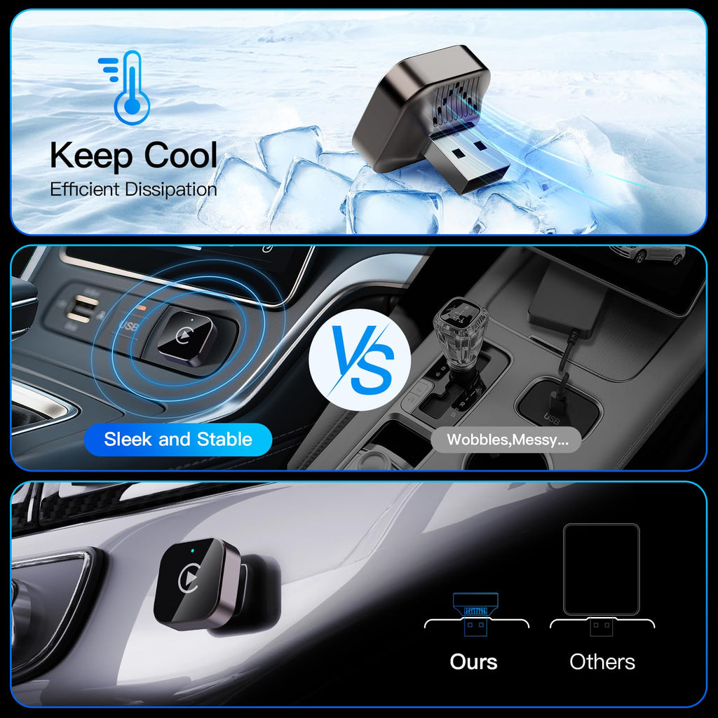 2-in-1 Wireless CarPlay & Android Auto Adapter | No Latency Mini Dongle