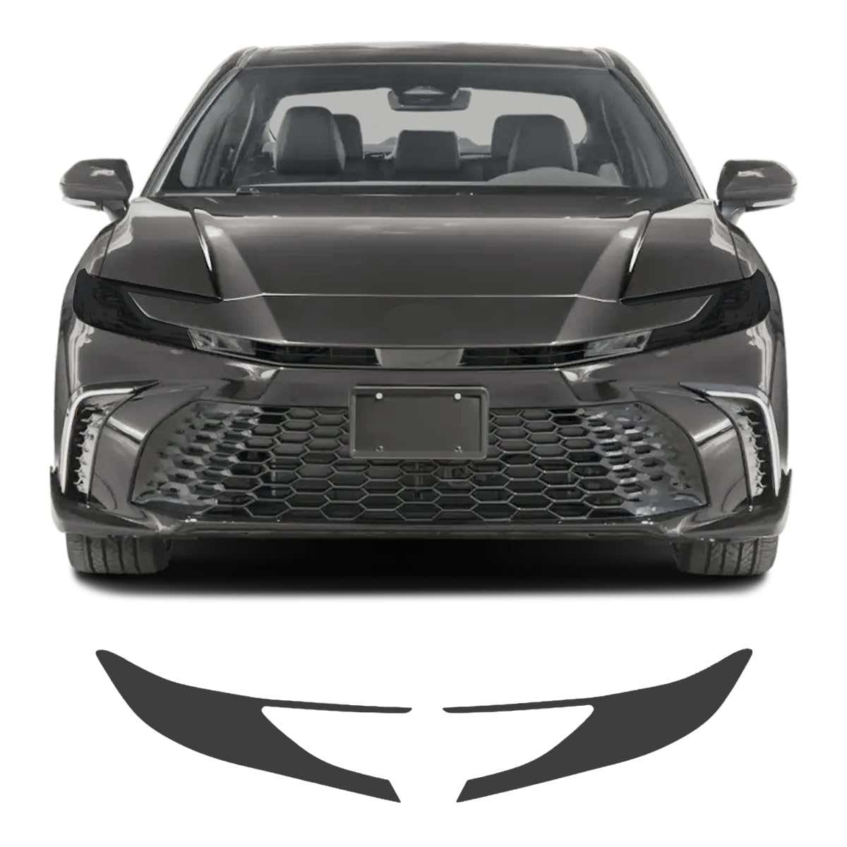 32% VLT Smoked TPU Headlight Protection Film for Toyota Camry 2025-2026 — Pre-Cut Self-Healing PPF, Anti-Scratch Guard (with Install Kit) - Goecice