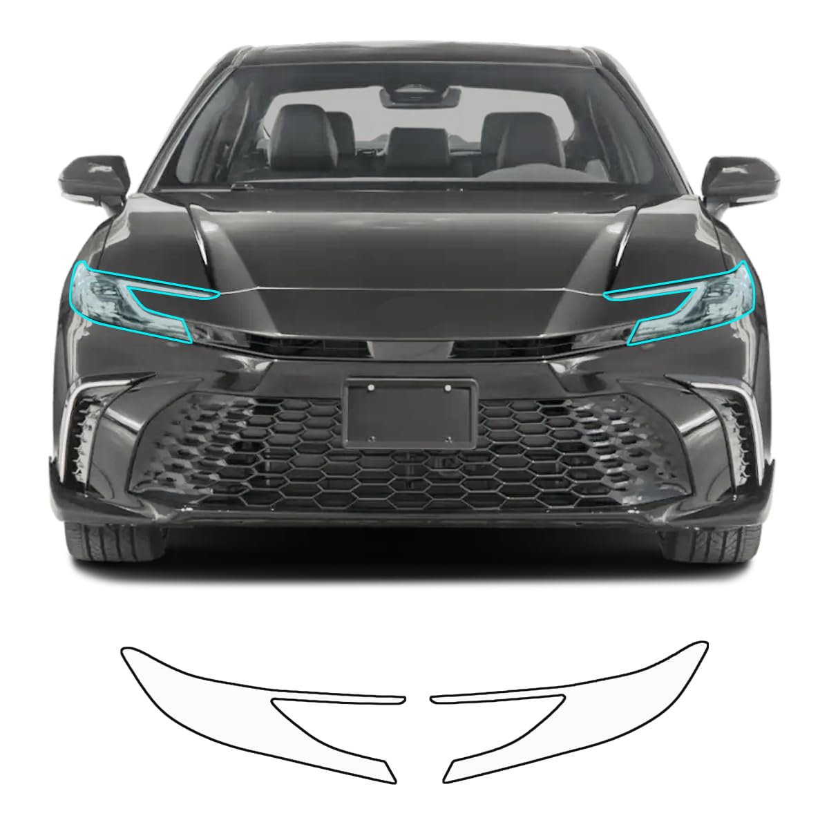 32% VLT Smoked TPU Headlight Protection Film for Toyota Camry 2025-2026 — Pre-Cut Self-Healing PPF, Anti-Scratch Guard (with Install Kit) - Goecice