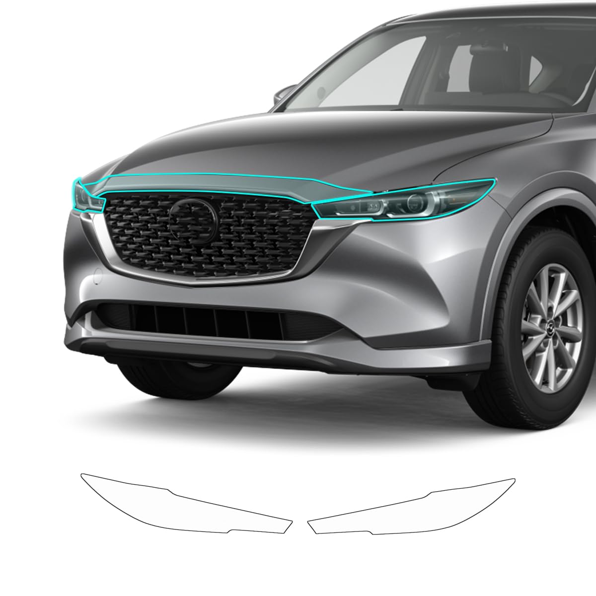 Clear TPU Headlight Protective Film for Mazda CX-5 2022-2026 — Pre-Cut Self-Healing PPF, Anti-Scratch Glossy Shield (8.5 mil) - Goecice