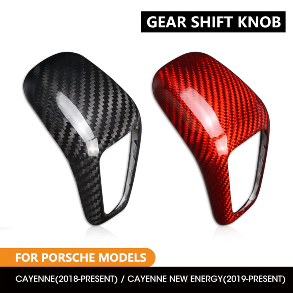 Genuine Red Carbon Fiber Gear Shift Knob Cover Trim for Porsche Cayenne (2018-2022) | Premium Exotic Interior Styling Upgrade - AutoGearHub