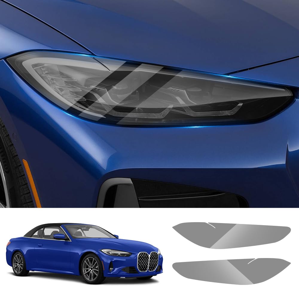Matte Tint TPU Headlight Protective Film for BMW 4 Series / M4 / i4 / Gran Coupe (2021-2026) — Pre-Cut Self-Healing PPF, Smoky Black Vinyl Wrap - Goecice