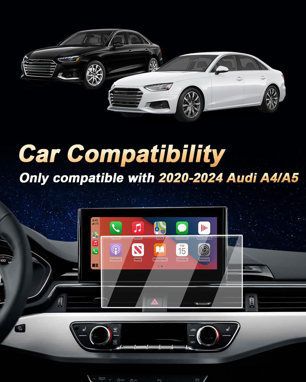 10.1-Inch Tempered Glass Screen Protector for Audi A4 A5 2020-2025 & Q5 2021-2024 - AutoGearHub