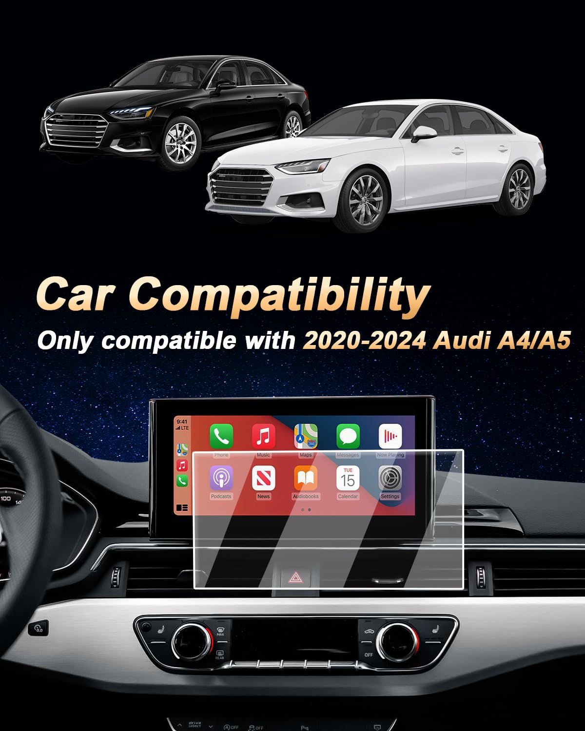10.1-Inch Tempered Glass Screen Protector for Audi A4 A5 2020-2025 & Q5 2021-2024 - AutoGearHub