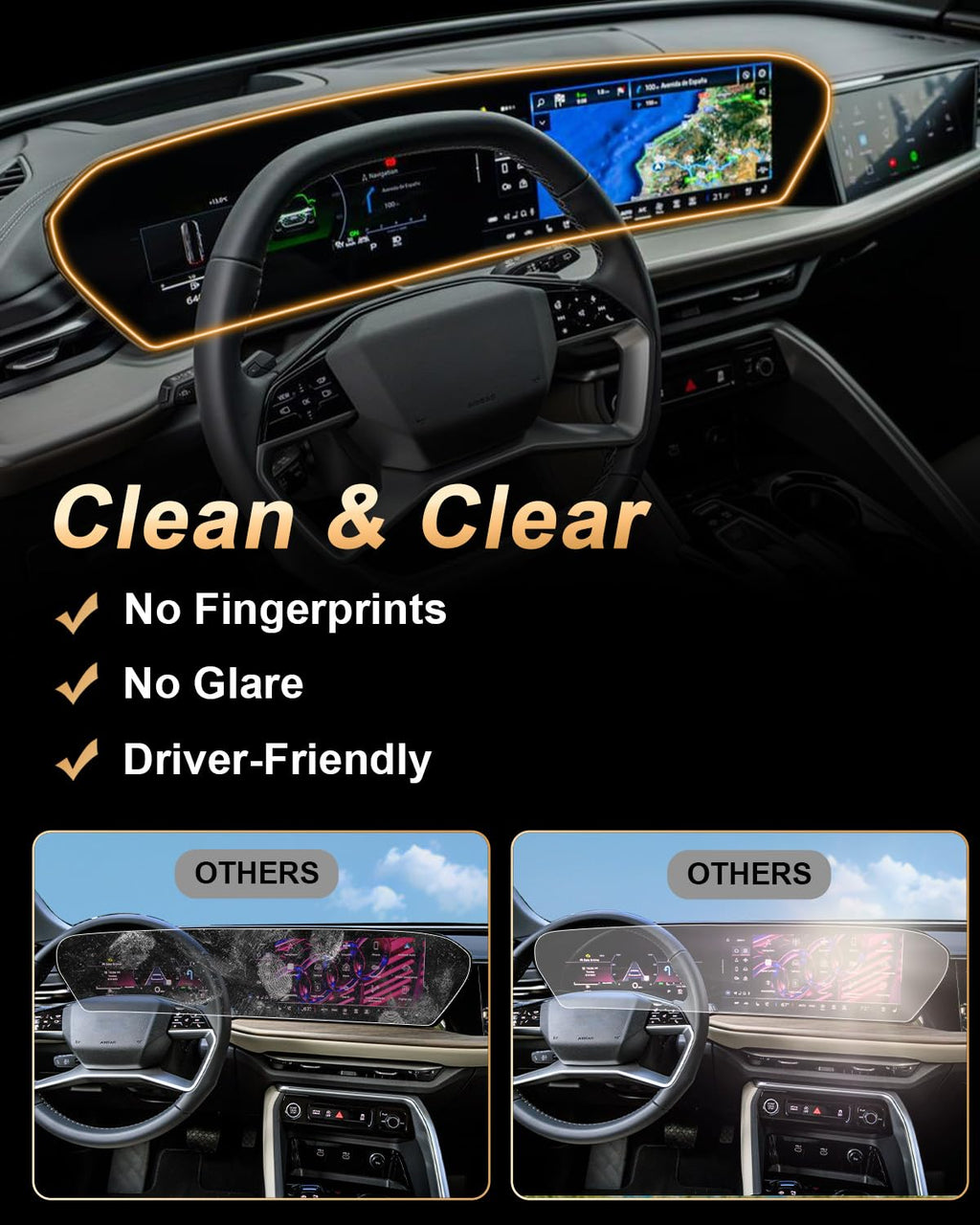 9H Tempered Glass Screen Protector for 2025 2026 Audi A5 Q5 S5 A6 (14.5"+11.9" Integrated Set) - AutoGearHub