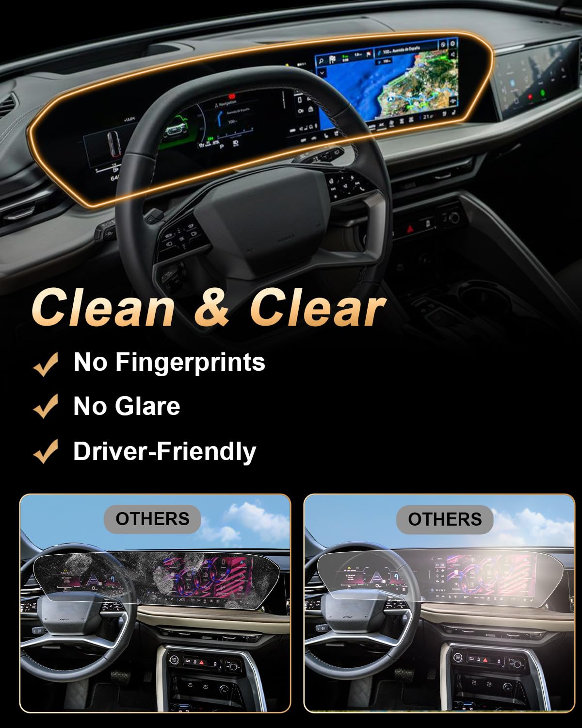 9H Tempered Glass Screen Protector for 2025 2026 Audi A5 Q5 S5 A6 (14.5"+11.9" Integrated Set) - AutoGearHub