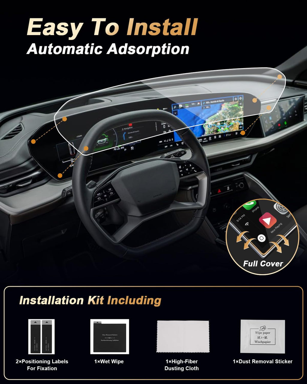 9H Tempered Glass Screen Protector for 2025 2026 Audi A5 Q5 S5 A6 (14.5"+11.9" Integrated Set) - AutoGearHub