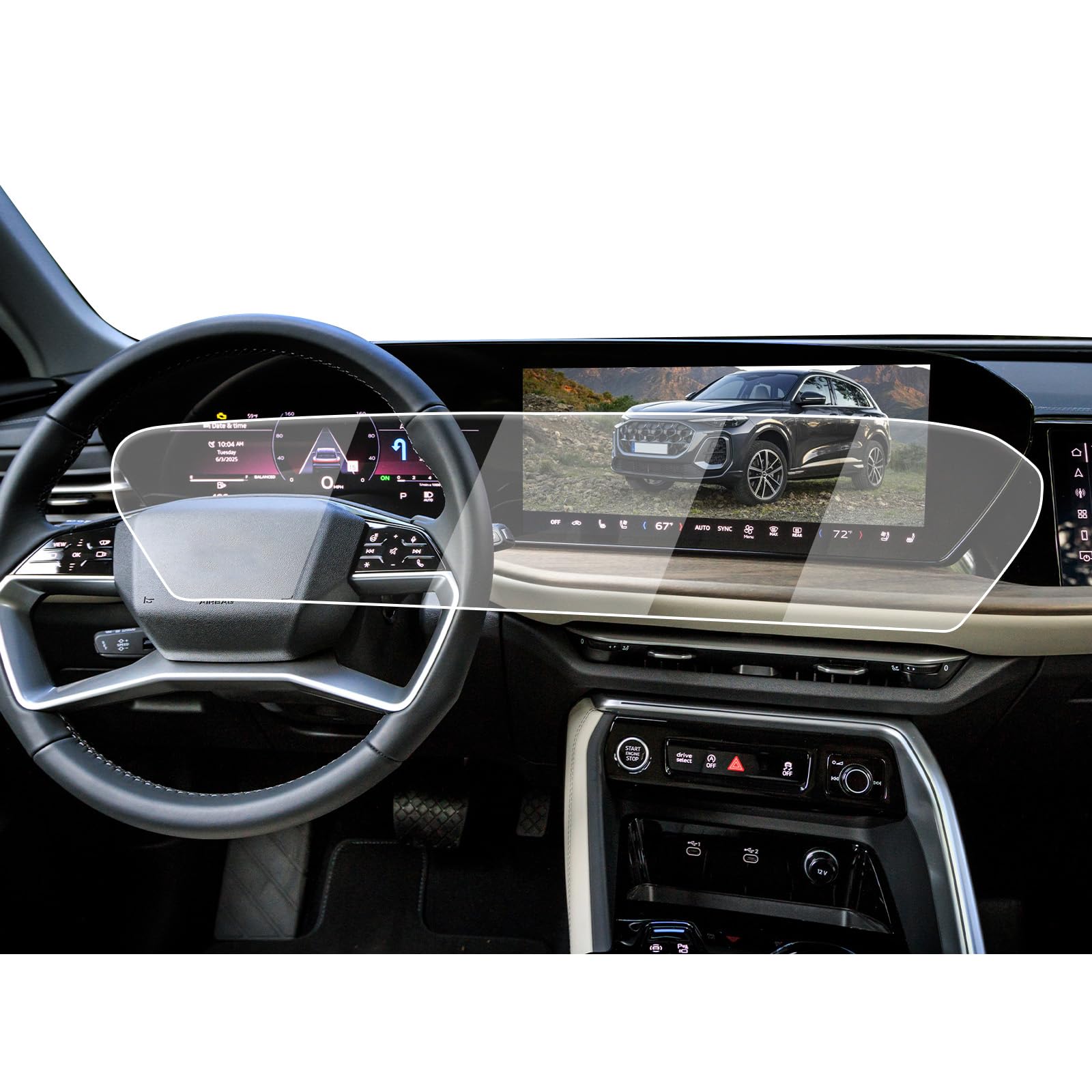 9H Tempered Glass Screen Protector for 2025 2026 Audi A5 Q5 S5 A6 (14.5"+11.9" Integrated Set) - AutoGearHub