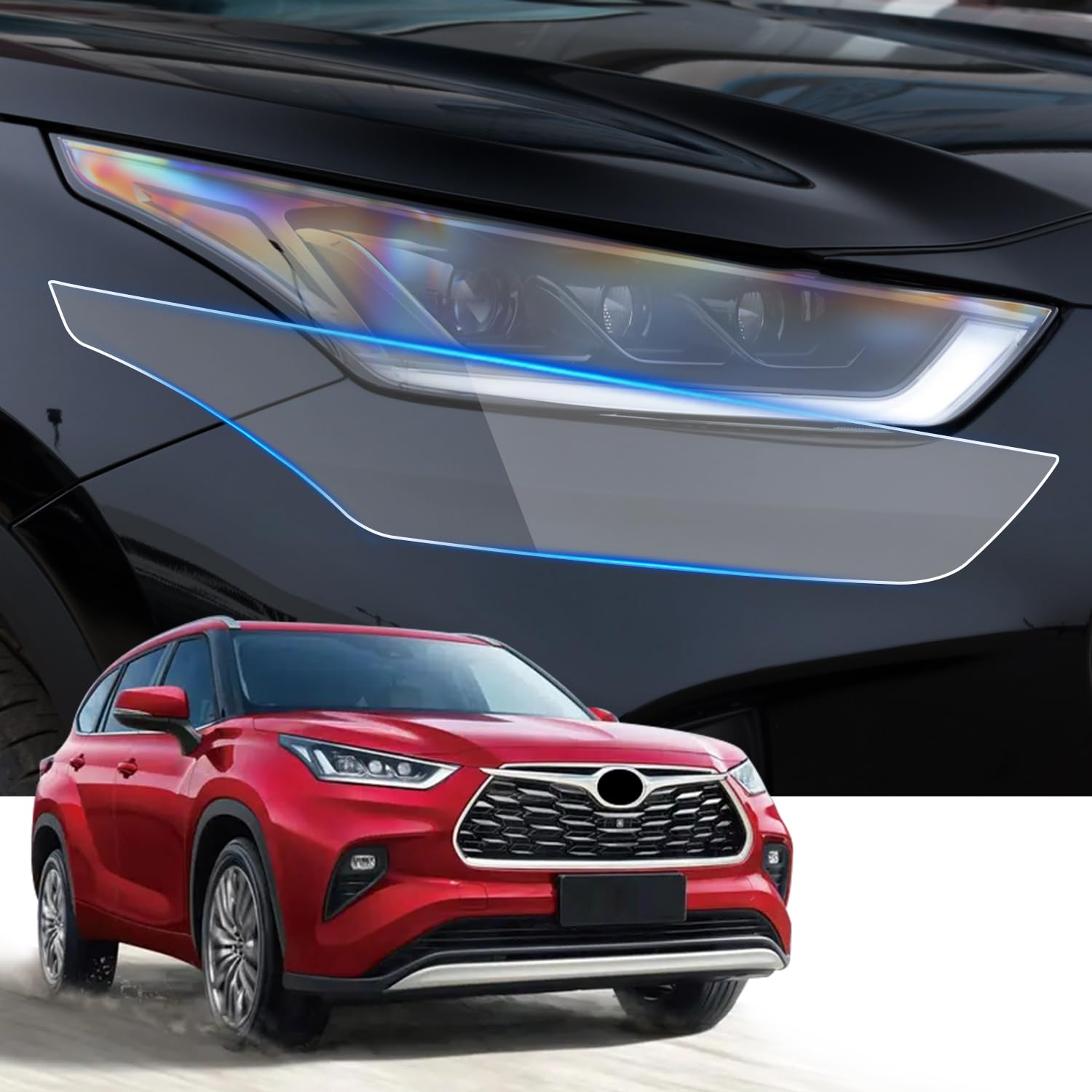 TPU Headlight Protection Film for Toyota Highlander 2020-2026 — Pre-Cut Clear PPF, Anti-Yellowing, Self-Healing Paint Protection for Headlights & Fog Lights - Goecice