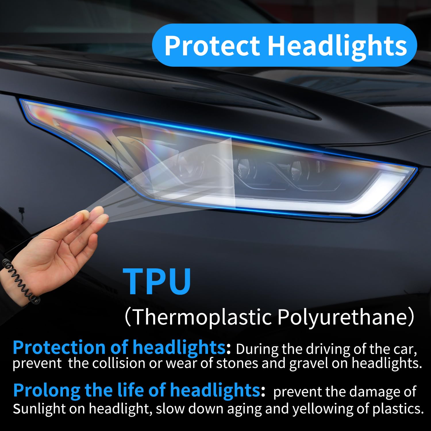 TPU Headlight Protection Film for Toyota Highlander 2020-2026 — Pre-Cut Clear PPF, Anti-Yellowing, Self-Healing Paint Protection for Headlights & Fog Lights - Goecice